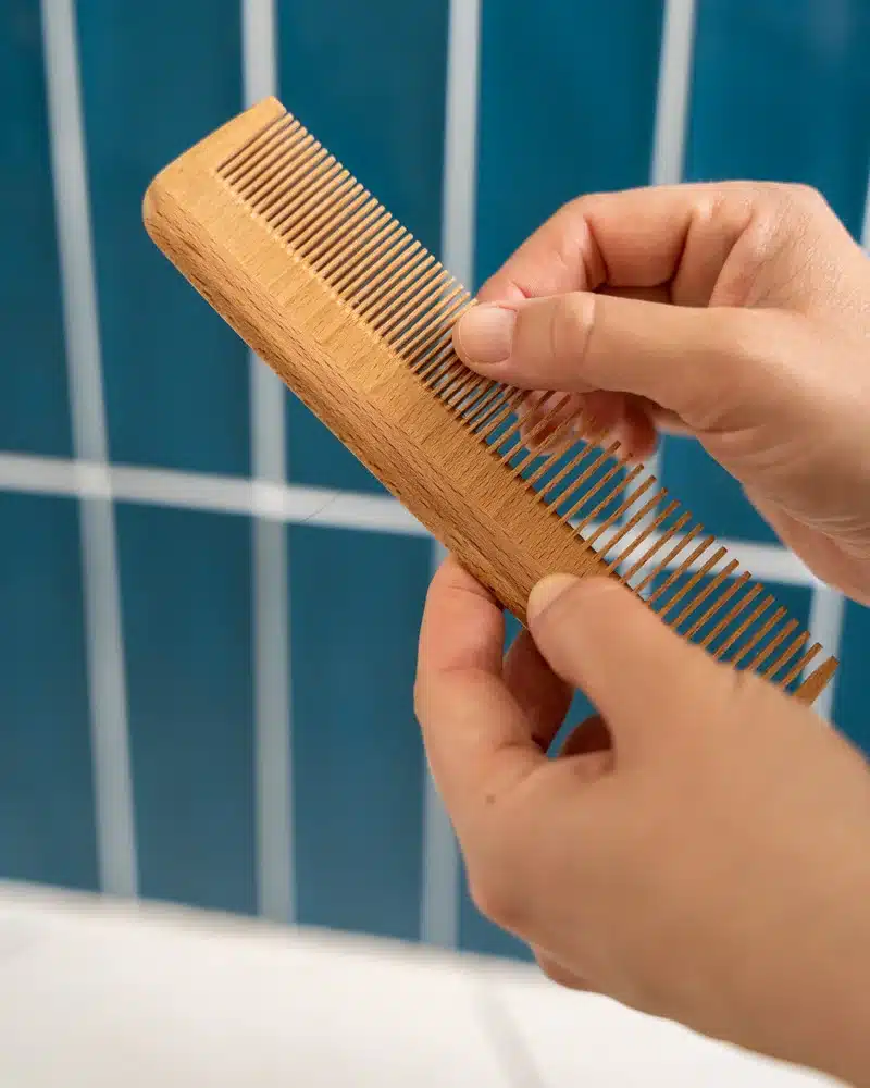 Peigne double en bois de hêtre naturel - tout type de cheveux