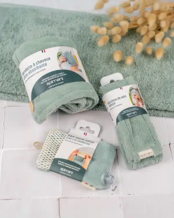 Coffret d'accessoires skincare - textile revalorisé - Bleu