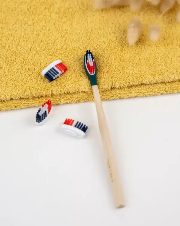 Pack 1 an – Brosse à dents en bois rechargeable – La Maline – Souple (BBR) - Vert