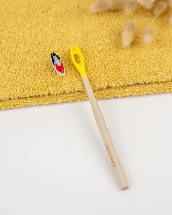 Brosse à dents en bois rechargeable - La Maline - Souple (BBR) - Jaune