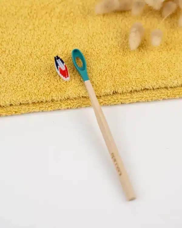 Brosse à dents en bois rechargeable - La Maline - Souple (BBR) - Turquoise