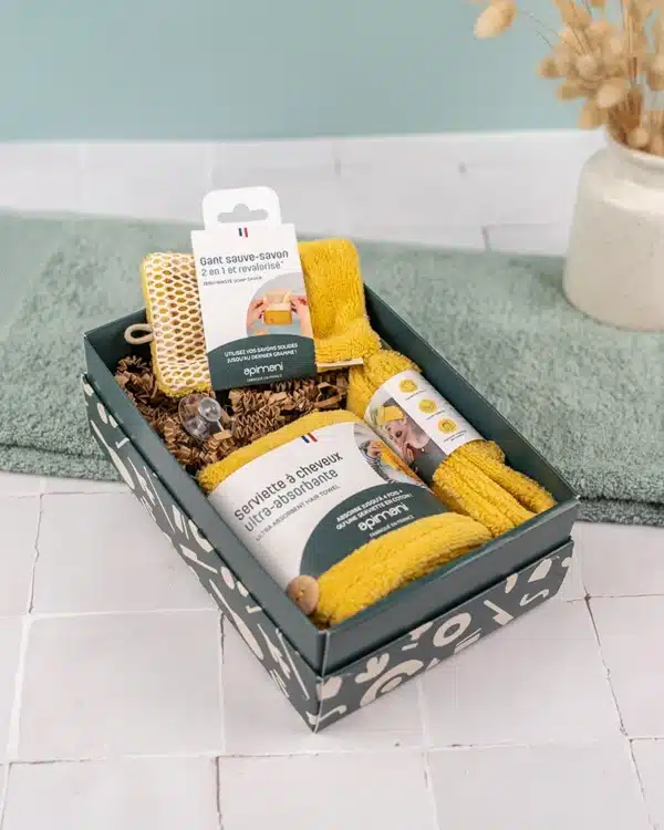 coffret cadeau linge de bain jaune