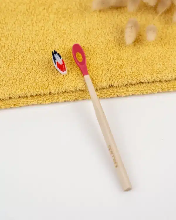 Brosse à dents en bois rechargeable - La Maline - Souple (BBR) - Rose