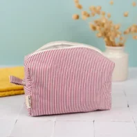 trousse de toilette rayures rose fonce